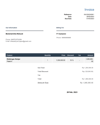 Contoh Invoice Jasa