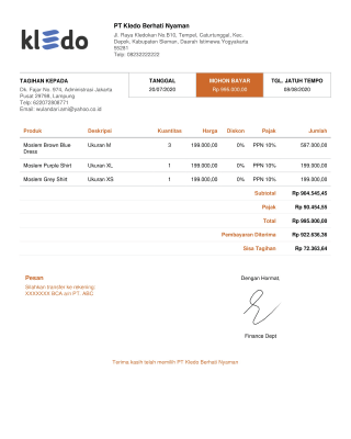 Contoh Invoice Barang